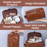 trousse de toilette 320g double matériau en cuir imperméable grande capacité portable peut être porté à la main sac à cosmétiques