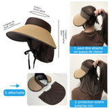 hapeau de plage vintage 60cm chapeau de protection solaire larges bords anti-UV brun cnvient pour la plage les voyages pique