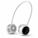 Ventilateur de cou 1000mah Ventilateur à écran LCD pliable portable rechargeable par USB longue autonomie pour l'extérieur blanc