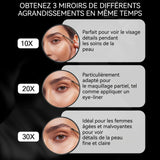 Miroir 10X 20X 30X 3PCS miroir de maquillage grossissant petit miroir avec ventouse et pince pointue pour le maquillage de voyage