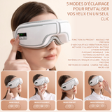 Masseur oculaire 3.4w pétrissage sous pression compresseur chaud à température constante tissu doux pour peau conception ergonomique