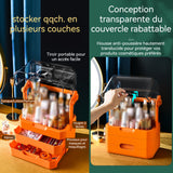Boîte de rangement rangement maquillage organisateur orange transparent boîte de rangement anti-poussière étagère de rangement