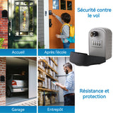 Boîte à clé 13x9x6cm sécurisée boîte à clés étanche et résistante à la pluie murale double ouverture extérieure antivol rangement