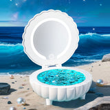 Enceinte Bluetooth 1200mah Projecteur de coquillages et d'océans haut-parleur Bluetooth veilleuse miroir de maquillage blanc