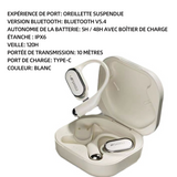 Casque conduction osseuse IPX6 blanc blanc bluetooth 5.4 étanche bluetooth ecouteurs bluetooth sans fil casque bluetooth sans fil