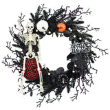 Couronne de tête de mort pour Halloween 50*50*13cm Support de crâne simulé Gothique sombre Couronne de décoration pour Halloween