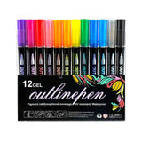 Marqueur 12 ensembles de couleurs encre à base d'eau respectueuse de l'environnement appuyez sur la pointe de la fibre surligneur