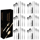Ensemble de couverts 36 pcs argent acier inoxydable pour 6 personnes contient des couteaux des fourchettes cuillères avec boîte