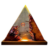 Veilleuse seigneur des anneaux 3D résine triangle avec socle en bois décoration maison cadeau lampe de chevet enfants et adultes