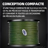 Fil de peche 1000M PE tressé ligne de pêche vert 0.37mmN ligne de pêche résistant à l'abrasion et durable ligne de pecheligne peche