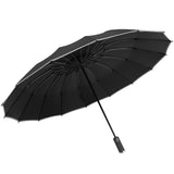 Parapluie automatique 64x110cm 16 baleines avec bandes réfléchissantes pour une protection solaire imperméable et anti-pluie