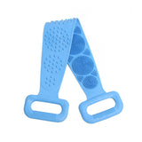 Sangle lave dos 60x7cm brosse corps en silicone double face exfoliant et masseur  pour douche et bain massage brosse de bain bleu