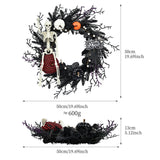 Couronne de tête de mort pour Halloween 50*50*13cm Support de crâne simulé Gothique sombre Couronne de décoration pour Halloween