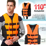Gilet de sauvetage flottabilité 100n équipé d'un sifflet de survie bandes réfléchissantes boucle de sécurité ceinture élastique