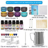 Kit de Fabrication de Bougies 550 ml 21 cm 6 huiles essentielles 8 flacons de couleurs Créez facilement vos bougies aromatiques