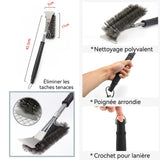 Brosse de nettoyage acier inoxydable pelle à trois têtes brosse métallique spéciale à long manche pour le nettoyage du barbecue