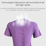 T-shirts de sport 53x65x54,5cm XL t-shirt ample à col rond et à séchage rapide pour femmes fitness violet chemisette d'athletisme