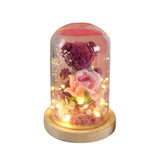 Couvercle en verre de fleurs préservées boîte-cadeau rose d'ours bouquet séché cadeau chinois de saint-valentin pour petite amie