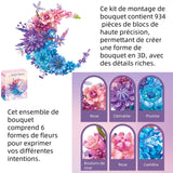 Kit de construction de bouquet de fleur avec 934 blocs blocs de construction de fleur construction de fleurs peut être accroché