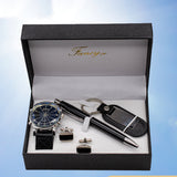Nouvel ensemble créatif de quatre pièces de montres, boutons de manchette, stylos, porte-clés, coffret cadeau compagnon pratique