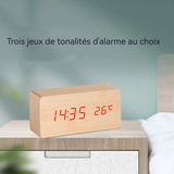 Réveil numérique 3 vitesses réglage reveil avec 3 groupes alarme réveil mémoire,commande vocale,température,calendrier fonction