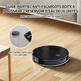 Robot aspirateur 2 en 1 autonomie mince silencieux connecté avec WiFi Alexa App idéal pour les poils d'animaux tapis sols durs