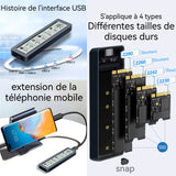 Boîtier SSD M2 SATA 5gbps avec écran d'affichage numérique compatible boîtier SSD pour 2230/2242/2260/2280 boîtier de disque