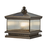 Lumière solaire extérieure lumière de jardin 12w E27 23x25x28cm IP65 tout cuivre extérieur solaire étanche colonne phare bronze