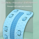 Étirement du dos 2 en 1 rouleau de massage pour le dos et les pieds 56 points de massage et 8 rouleaux étireur de dos silicone