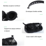 Cache-oreilles 14,5x19,5x10cm 30dB protection insonorisée cache-oreilles réduction du bruit du sommeil noir casque anti-bruit