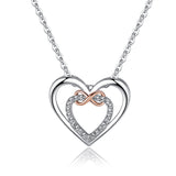 Collier en argent sterling 925 avec diamants en forme de cœur, bicolore scintillant, chaîne de clavicule en or, cadeau de vacances