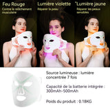 Masque facial instrument de beauté 100 perles de lampe matériau en silicone 7 modes et réglages multiples blanchiment portable