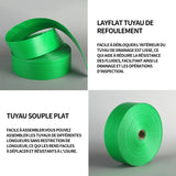 Tuyau de refoulement 50m tuyau de drainage tuyau souple plat tuyau de décharge flexible pour jardin tuyau de refoulement plat vert