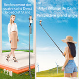 Perche à selfie 220cm extension perche à selfie trépied avec 2 types de télécommande bluetooth support stabilisateur en alliage