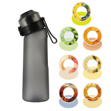 Gourde sport 650ml bouteille d'eau amusante et fruitée goulot courbé avec paille 7 anneaux fruités différents pour sport voyage
