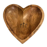 Bol de prière forme de coeur en bois cadeaux chrétiens pour femmes bol de décoration tridimensionnel avec croix de congrégation