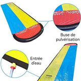 Toboggan aquatique double 4,8 x 1,4 m Matériau PVC de haute qualité Résistant à l'usure et durable Design intéressant avec jet d'eau