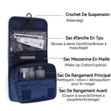 trousse de toilette 160g Imperméable Compartimenté Accrochable Portable Imperméable Respirant Grande Capacité sac à cosmétiques