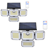 2 pcs Lampes solaires extérieures 333LED Lampes solaires extérieures Trois têtes Lumière solaire étanche IP65 Projecteur solaire