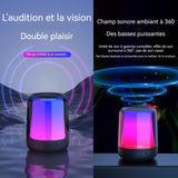 Enceinte bluetooth 3600mAh IPX5 enceinte avec 11 effets lumineux LED colorés son ambiophonique à 360 degrés qualité sonore élevée