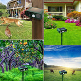 Répulseur solaire  8 m Répulseur d'animaux  Répulseur solaire rechargeable Répulseur à ultrasons Répulseur à ultrasons pour chats