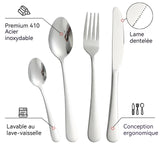 ouverts de table Service 24 pièces 4 couverts ustensiles cuisine acier inoxydable couverts coffret cadeau avec support de rangement
