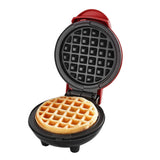 Gaufrier Mini Machine à Petit-Déjeuner Gaufrier Rond Machine à Crêpes Ronde Machine à Sandwich Petit-Déjeuner Rouge 350W