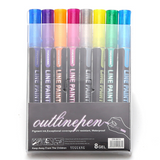 Feutre aquarelle 1 lot de 8 pièces ensemble de stylos à contour double ligne 8 marqueurs de couleur pour les dessins d'enfants