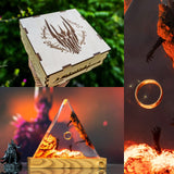Veilleuse seigneur des anneaux 3D résine triangle avec socle en bois décoration maison cadeau lampe de chevet enfants et adultes