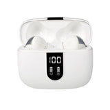 Écouteurs bluetooth 5.4 écran LED autonomie de 36 heures microphone antibruit étanchéité IPX5 fonctionnement tactile blanc écouteurs