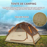 Tente 230x230x140cm tente de camping 4 personnes avec 2 portes imperméable coupe-vent et anti UV pour camping randonnée alpinisme