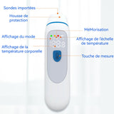 Thermomètre Frontal 80g 32 jeux de mémoire Mesure de la température en double mode Ecran rétro-éclairé HD Portable Thermomètre