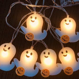 Guirlande lumineuse LED suspendue pour décoration d'halloween, citrouille fantôme, batterie, Arrangement de fête, Festival fantôme