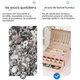 Boîte à bijoux multifonctionnelle boîte de rangement de cuir verrouillable àtrois niveaux boîtede rangement de boucles d'oreilles